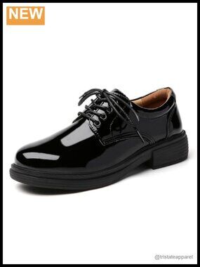 Women's Patent Leather Platform Oxford Shoes Lace-Up Brogue